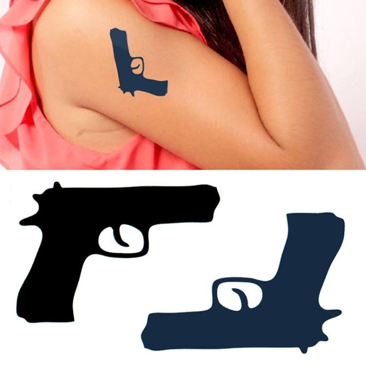 タトゥーシール 2枚セット ピストル拳銃 | ピアス専門店HOMESLICEPRODUCTIONS | 詳細画像1 