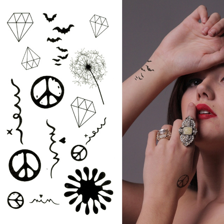 タトゥーシール ピースマーク＆ダイヤモンド【タトゥーシール TATTOO | ピアス専門店HOMESLICEPRODUCTIONS | 詳細画像1 
