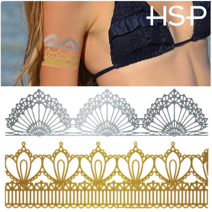 タトゥーシール ゴールド＆シルバー 2枚セット[品番：PW000003684