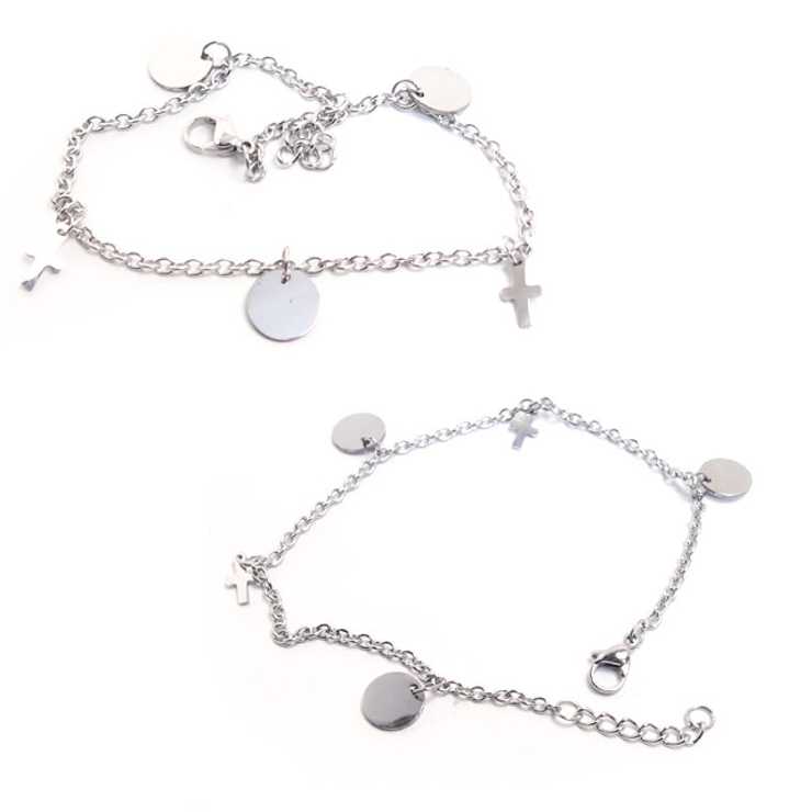 316Lサージカルステンレス クロス＆サークルチャーム アンクレット | ピアス専門店HOMESLICEPRODUCTIONS | 詳細画像2 