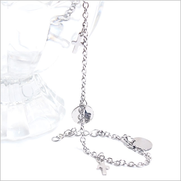 316Lサージカルステンレス クロス＆サークルチャーム アンクレット | ピアス専門店HOMESLICEPRODUCTIONS | 詳細画像3 