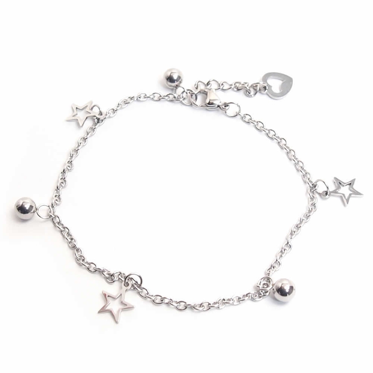 316Lサージカルステンレス スター＆ボールチャーム アンクレット | ピアス専門店HOMESLICEPRODUCTIONS | 詳細画像1 