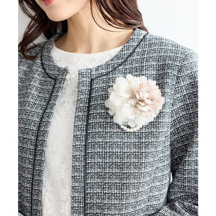 グレージュ×オフ | コサージュ アクセサリー セレモニー | Honeys