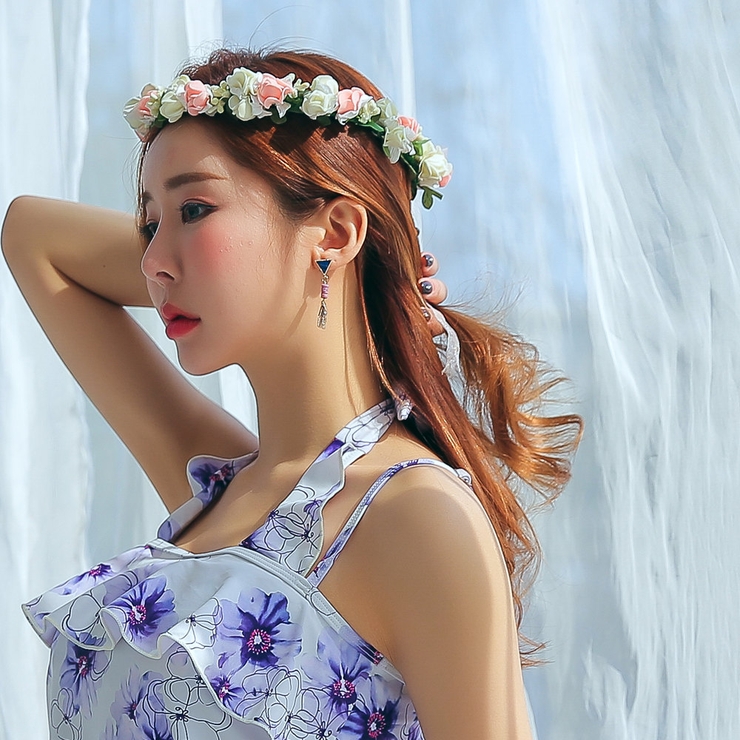 出色 花かんむり 花カチューシャ フェス リボン かわいい バレッタ 水着 ヘアクリップ