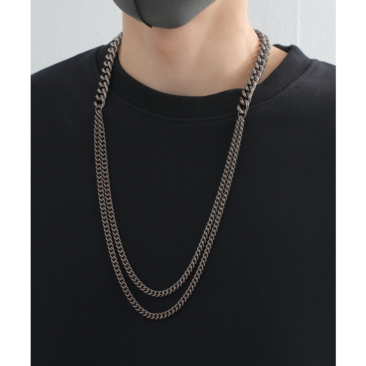 ブラックシルバー | ネックレス メンズ 2連 | improves