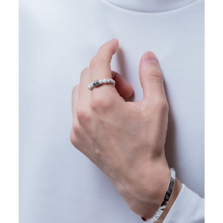 ホワイト | フリーサイズビーズリング メンズ レディース | improves