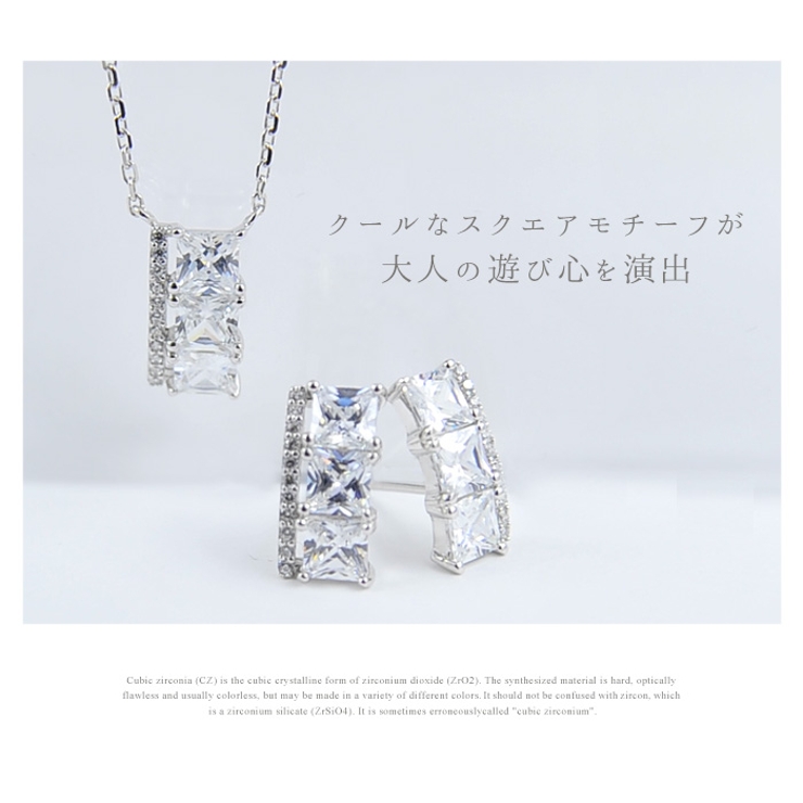 【数量限定】ネックレスピアスセットスクエアシルバー925シンプルジュエリーレディスアクセサリー金属アレルギー女性大人プレゼントギフト人気かわいいおしゃれプラチナコーティング