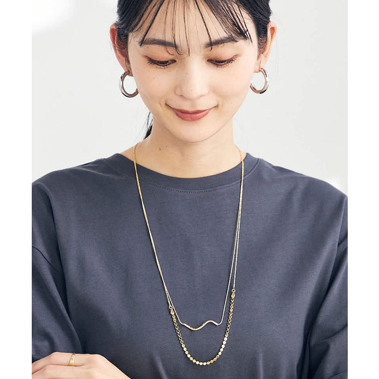 ゴールド | プレートコンビロングネックレス | a.v.v【WOMEN】
