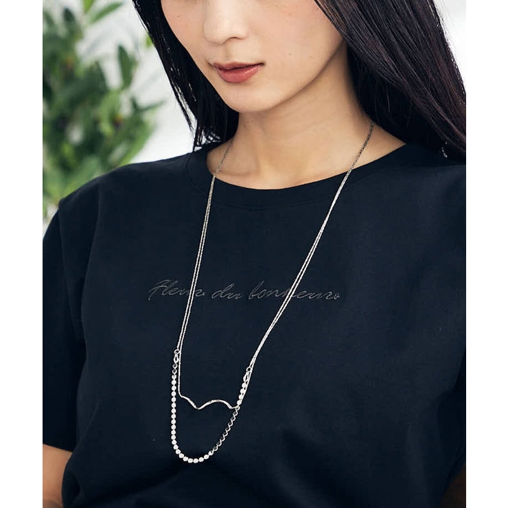 シルバー | プレートコンビロングネックレス | a.v.v【WOMEN】