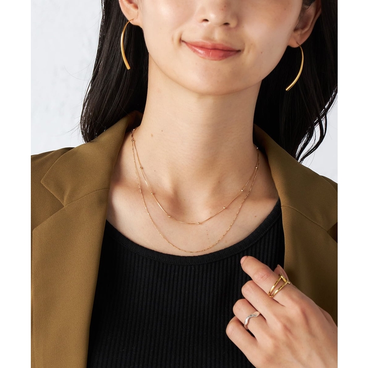 ゴールド | 変形ダブルチェーンネックレス | a.v.v【WOMEN】