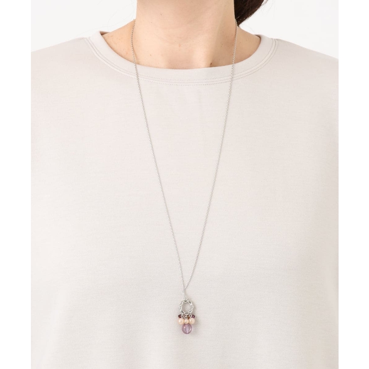 シルバー | スウェイビジューデザインロングネックレス | eur3