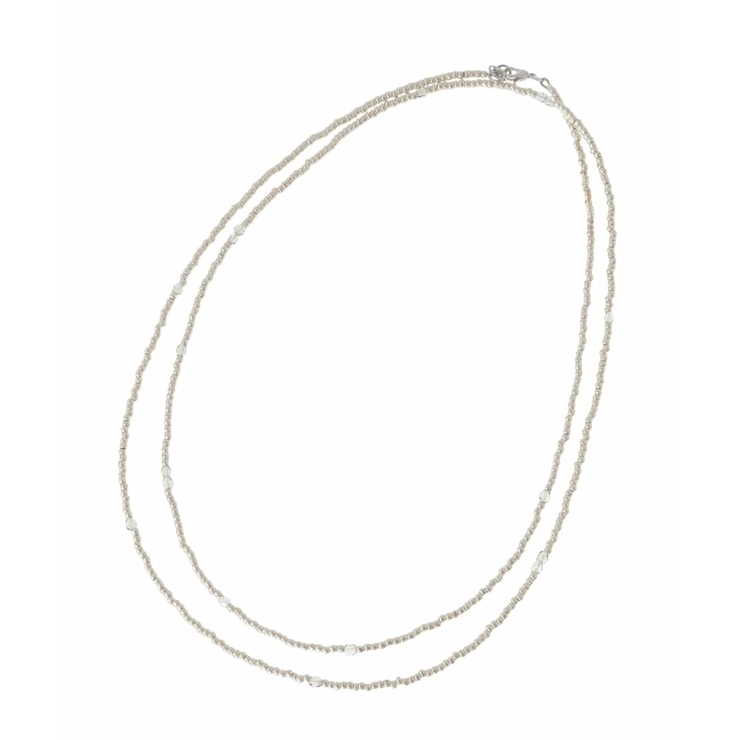 シルバー(96) | ビーズアクセントメタルロングネックレス | eur3