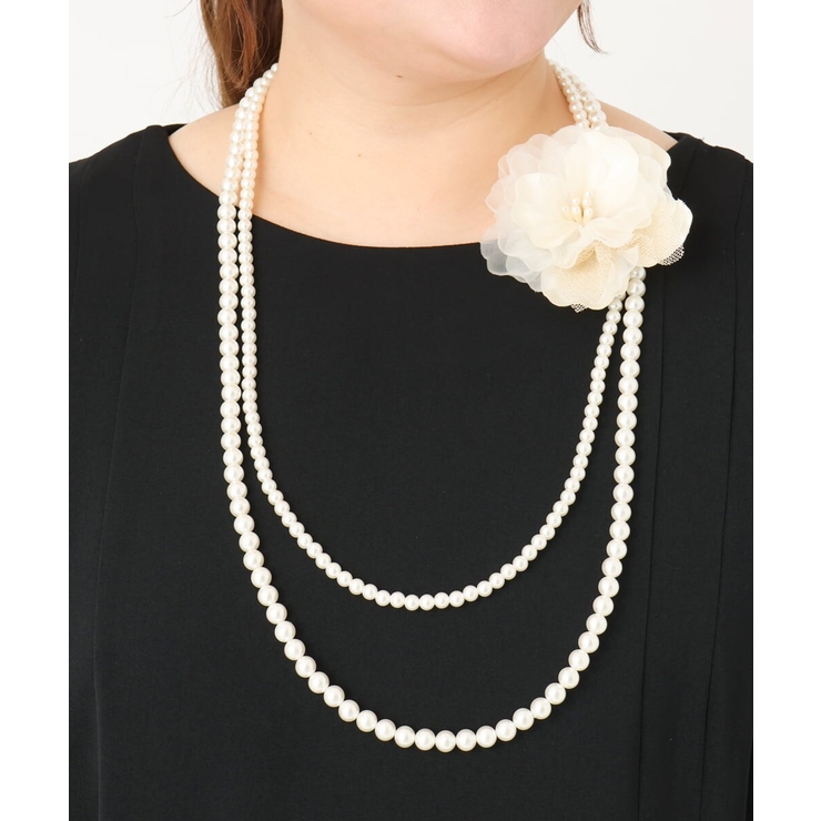 アイボリー(80) | 【2点セット】パールネックレス×フラワーコサージュ | eur3