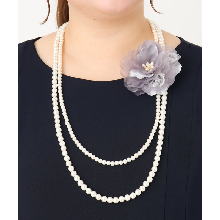 グレー(92) | 【2点セット】パールネックレス×フラワーコサージュ | eur3