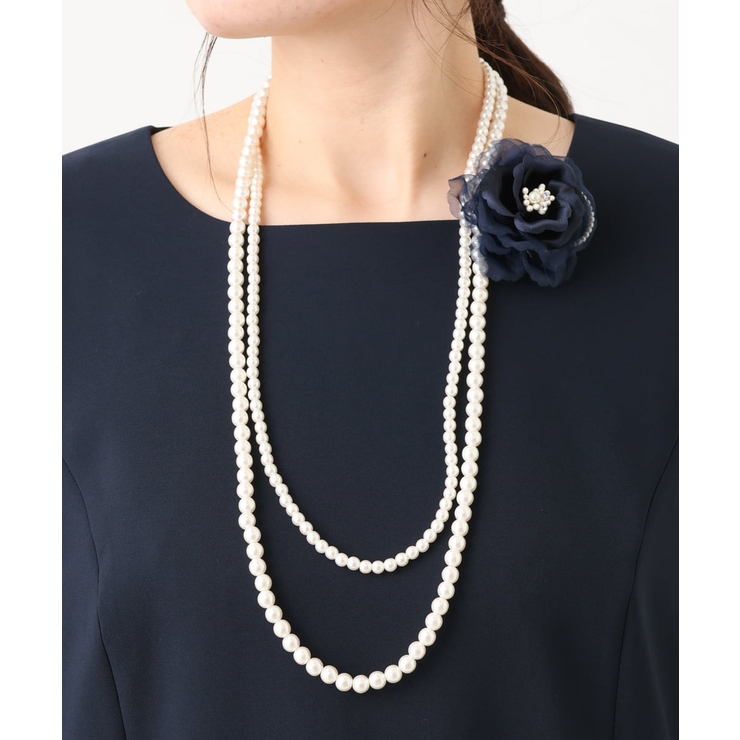 コサージュ付き2連パールネックレス | eur3 | 詳細画像1 