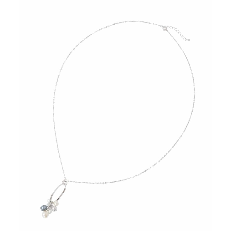 シルバー | メタルサークルパールモチーフネックレス | eur3