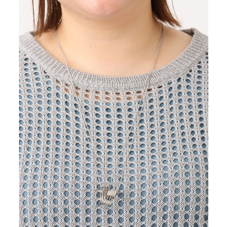 シルバー(96) | ダブルチェーンリングモチーフネックレス | eur3