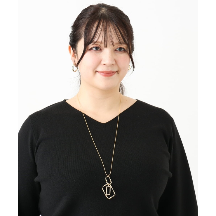 ゴールド(95) | スクエアビジューデザインネックレス | eur3