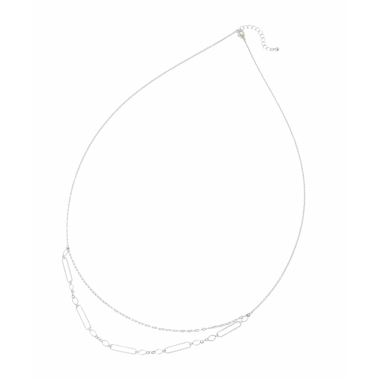 シルバー | 2連デザインチェーンネックレス | eur3