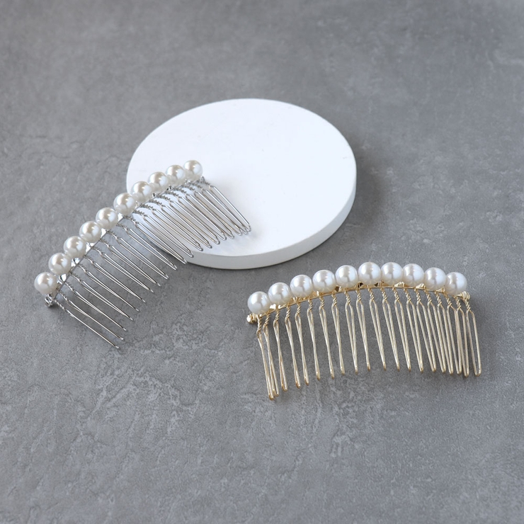 パールライン シンプル夜会巻コーム ヘアアクセサリー[品番