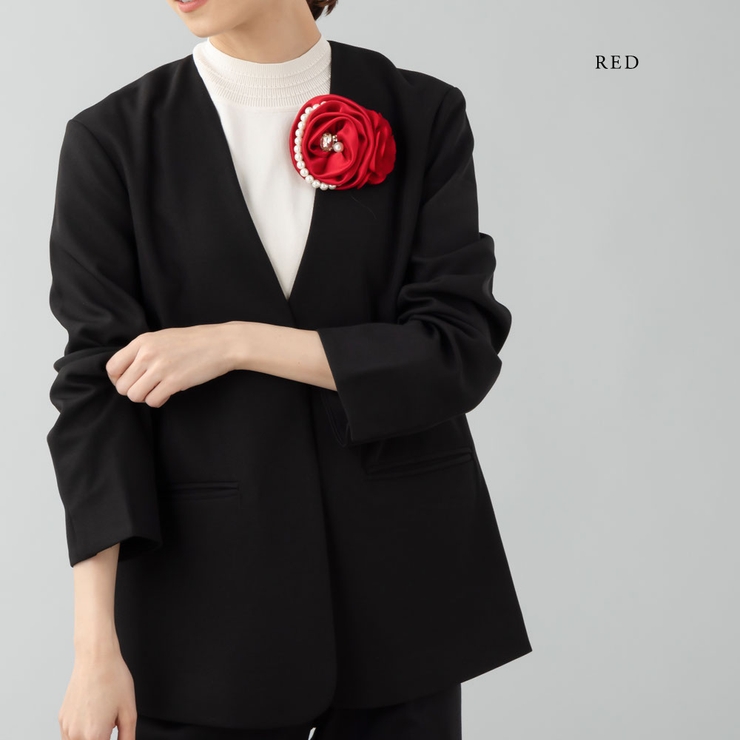 ＼半額SALE／ パール＆ビジューストーン付き サテンローズモチーフサイド ワンピース
