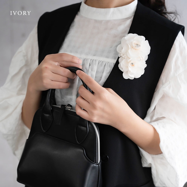 パール＆ストーン付き ダブル立体フラワー コサージュ | Jewel vox | 詳細画像7 