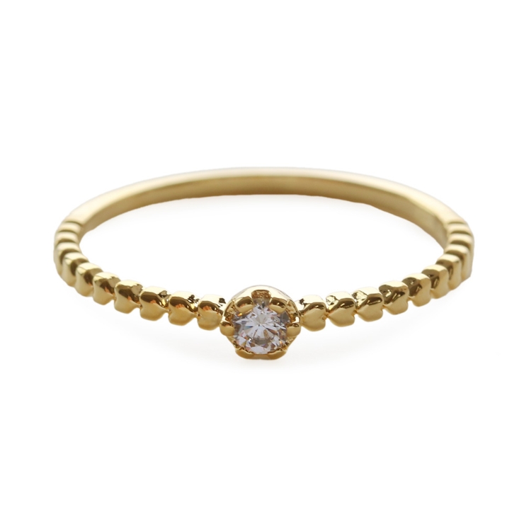 ゴールド | ニッケルフリー 一粒キュービックジルコニア デザインカット | Jewel vox