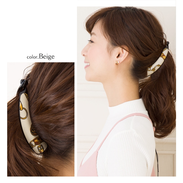 スカーフ柄シンプルバナナクリップヘアアクセヘアアクセサリーレディース女性結婚式カジュアル小物ファッション雑貨レディースファッション通販ジュエルボックス
