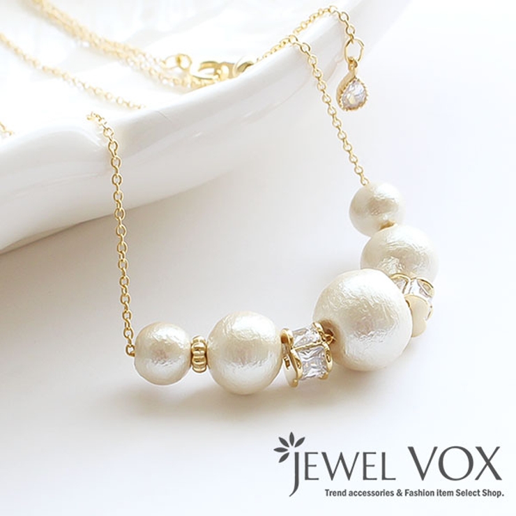 スライド式アジャスター コットンパール グラデーションネックレス | Jewel vox | 詳細画像1 