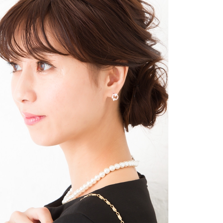 ニッケルフリーサークル型ハートモチーフキュービックジルコニアピアス イヤリング … | Jewel vox | 詳細画像3 