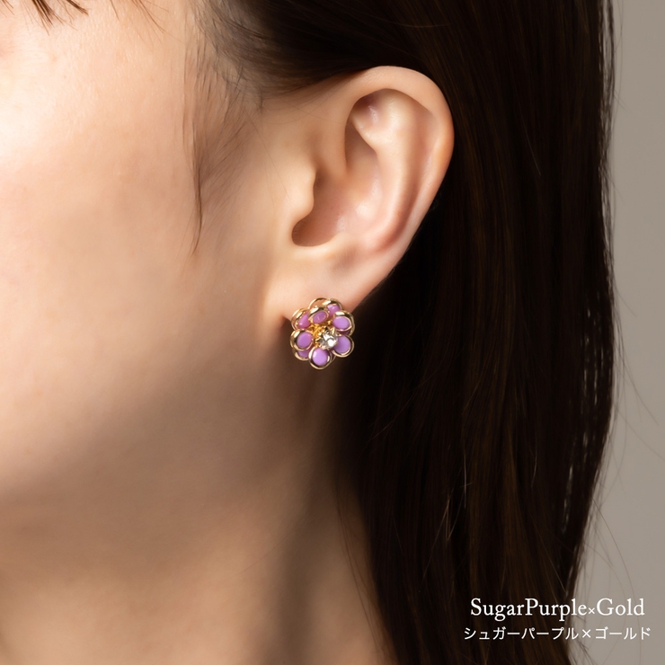 ピアス 花 フラワー カメリア　K18 フラワー カメリア ピアス[品番：VX000001799]｜Jewel vox