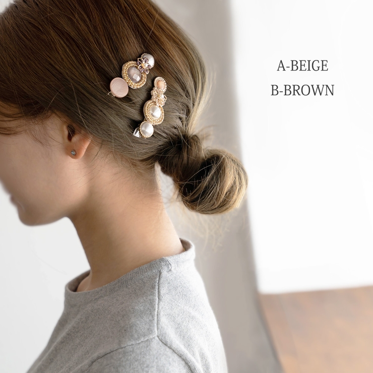 ヘアクリップ ヘアアクセサリー フラワー＆パール[品番