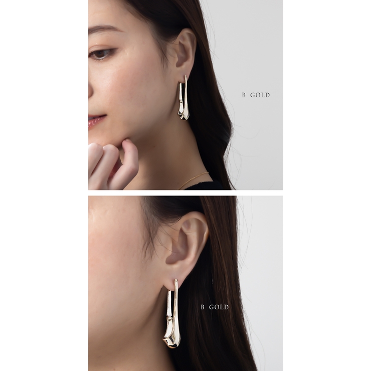 【HAESOOL】クロスキンクワンタッチEarring★ピアス★3色 sowang ピアス 「ステンレス」ワンタッチ ドロップフープピアス
