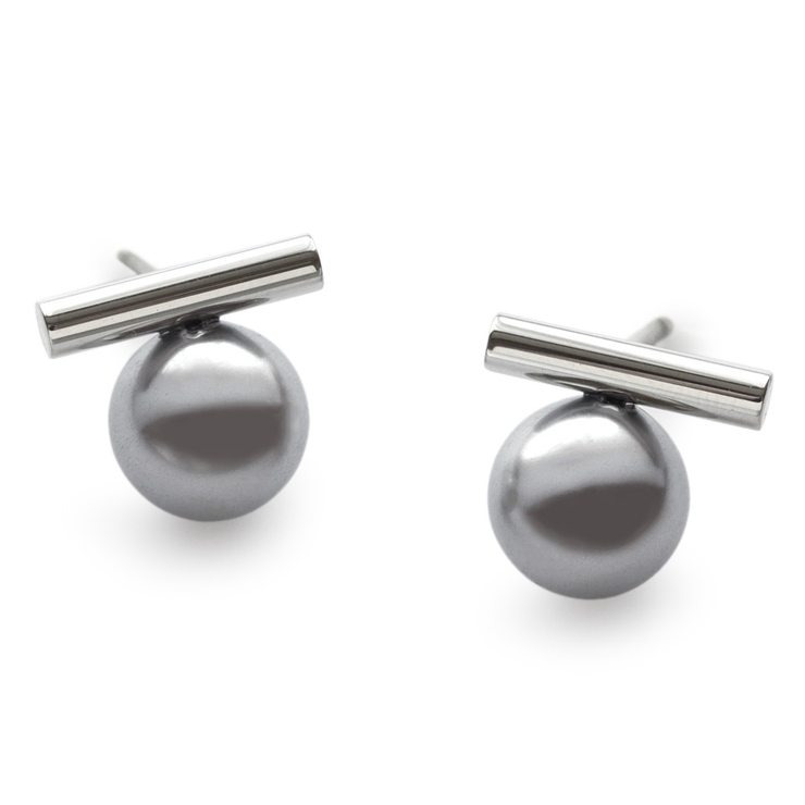 【シルバー】グレー | ピアス イヤリング ステンレス製 | Jewel vox