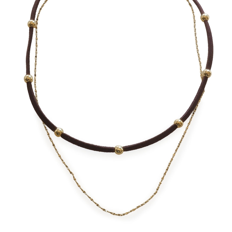 ブラウン×ゴールド | ネックレス ショートネックレス レディース | Jewel vox