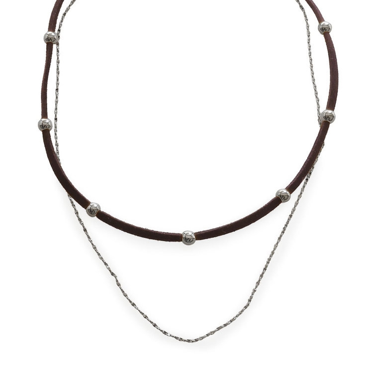 ブラウン×シルバー | ネックレス ショートネックレス レディース | Jewel vox