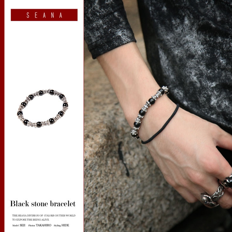 品質のいい ◇SEANA 天然石ブラックストーンブレスレット◇ヴィジュアル系 アクセサリー