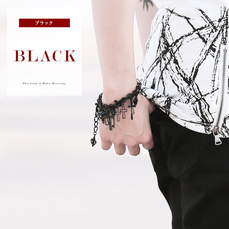 gunda クロスチャーム ブレスレット ブラック gunda クロスチャーム