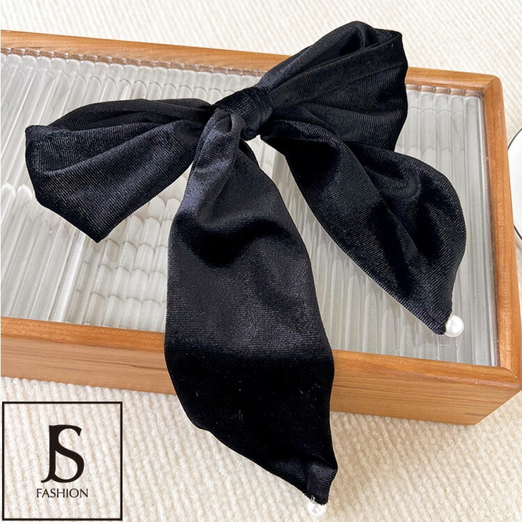 パール付きバレッタ リボン ベロア | JS FASHION | 詳細画像2 