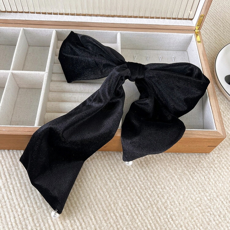 パール付きバレッタ リボン ベロア | JS FASHION | 詳細画像5 