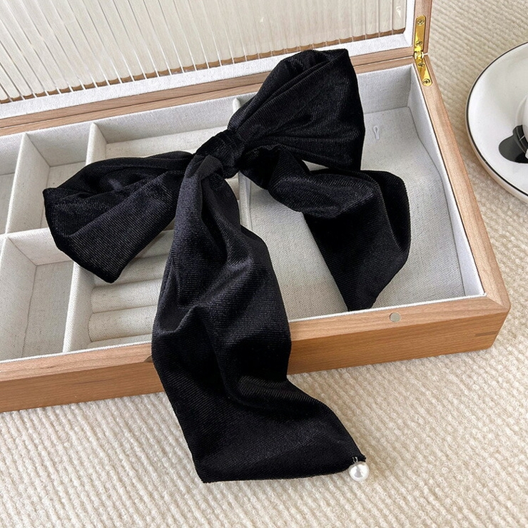 パール付きバレッタ リボン ベロア | JS FASHION | 詳細画像8 