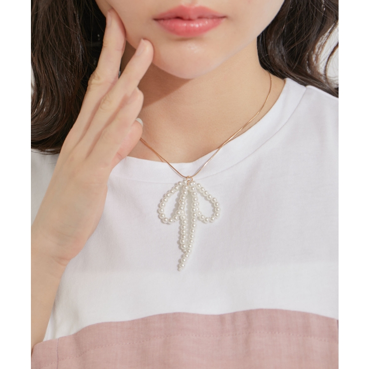 ゴールド(90) | パールリボントップネックレス | VIS 