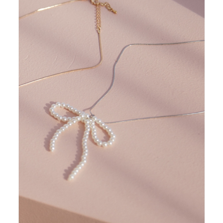 シルバー(93) | パールリボントップネックレス | VIS 