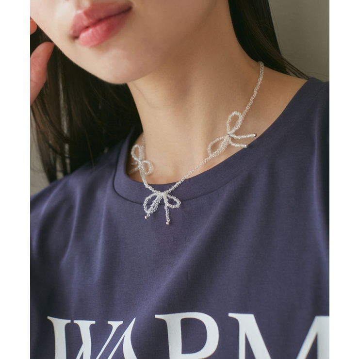 シルバー(93) | ビーズリボンネックレス | VIS 
