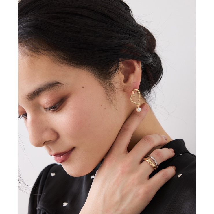 揺れパールハートピアス | VIS  | 詳細画像3 