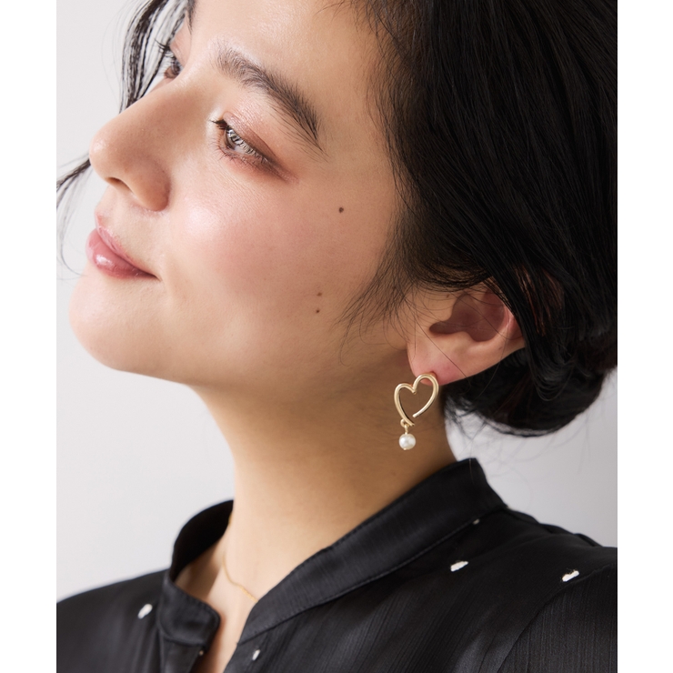 ゴールド(90) | 揺れパールハートピアス | VIS 