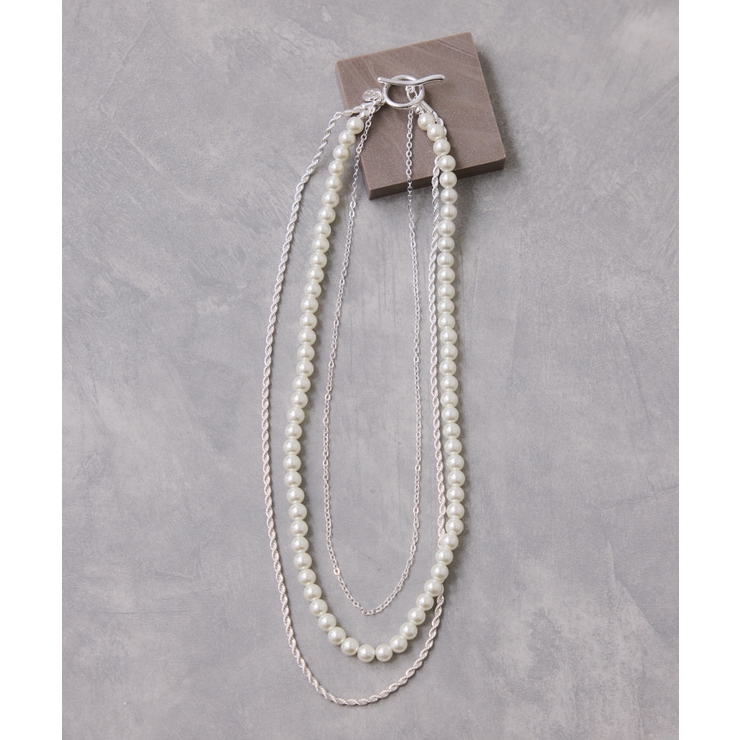 シルバー(93) | ガラスパール3連ネックレス | VIS 