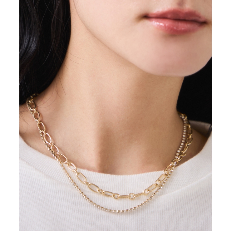 ラインストーンレイヤードネックレス | VIS  | 詳細画像1 