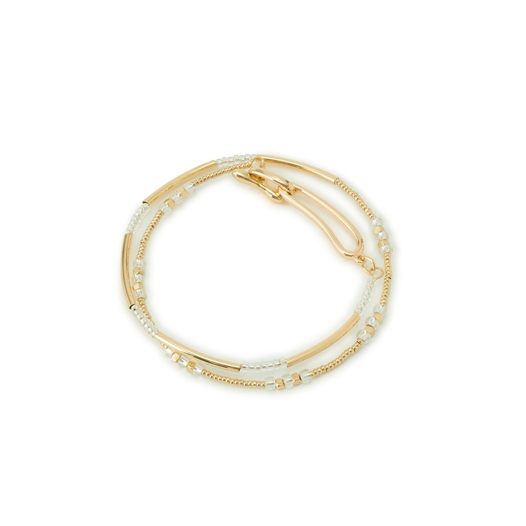 ゴールド(90) | メタルカラーデザインマンテルパーツ2連ブレスレット | ROPE' PICNIC