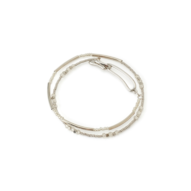 シルバー(93) | メタルカラーデザインマンテルパーツ2連ブレスレット | ROPE' PICNIC